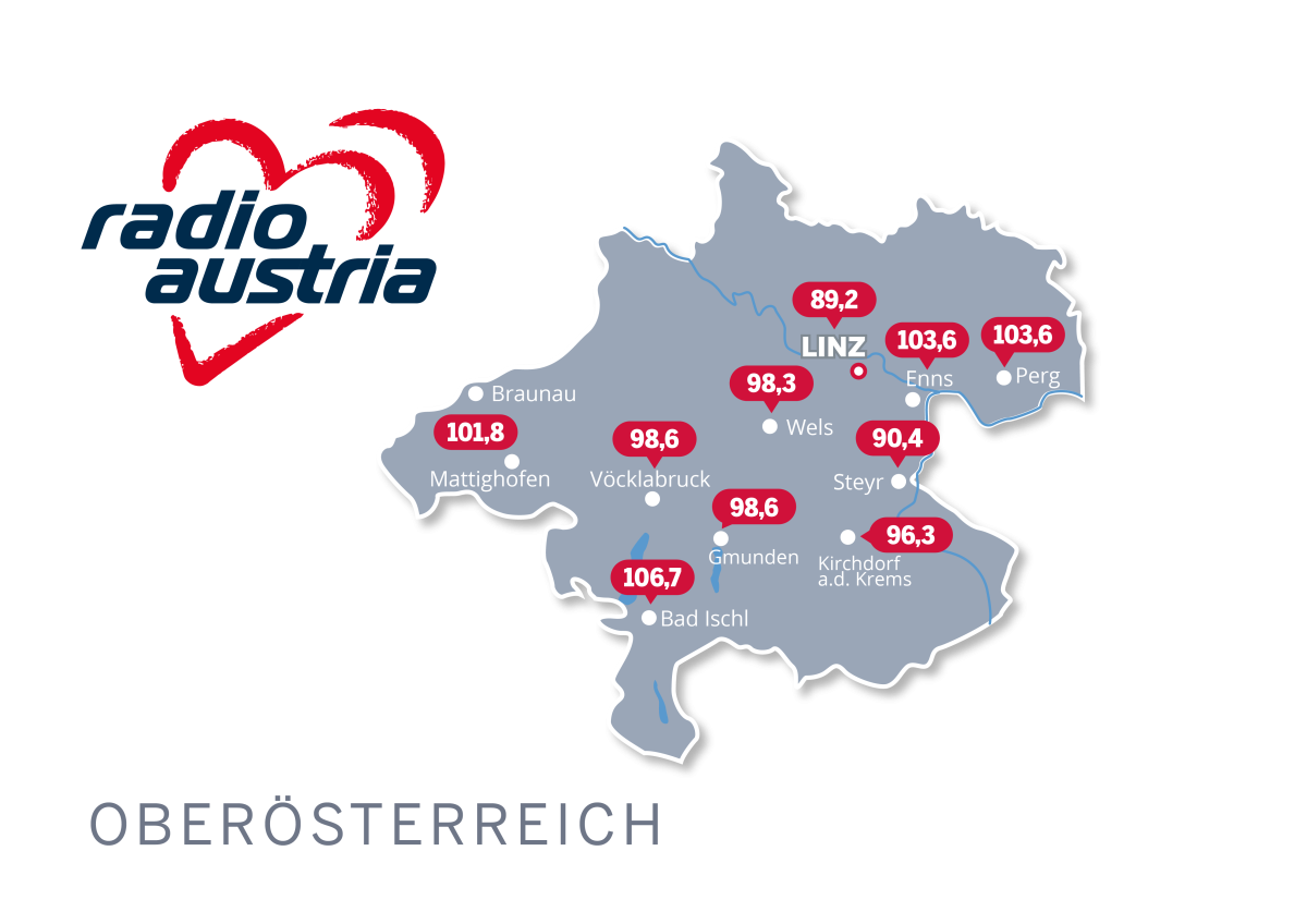 © radioaustria Frequenzkarte Oberoesterreich