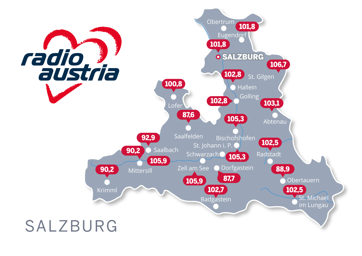 © radioaustria Frequenzkarte Salzburg